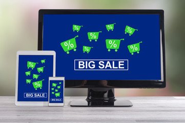 Big sale concept on different devices