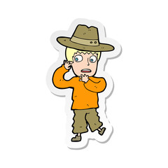 Obraz premium sticker of a cartoon scared boy in hat
