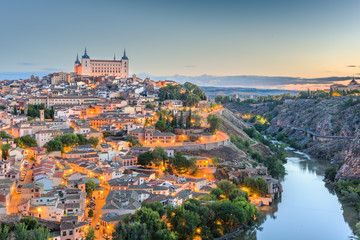 Toledo, Spain old town city skyline - obrazy, fototapety, plakaty