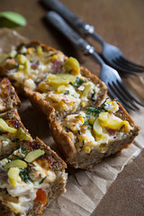 Hot sandwich on the wooden table