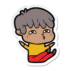 sticker of a cartoon curious man