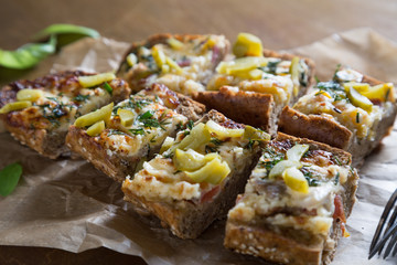 Hot sandwich on the wooden table