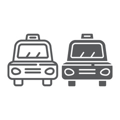 Taxi line and glyph icon, transport and car, cab sign, vector graphics, a linear pattern on a white background.