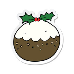 sticker of a cartoon christmas pudding