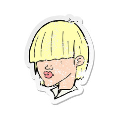 retro distressed sticker of a cartoon fashion haircut