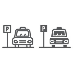 Parking line and glyph icon, auto and place, car zone sign, vector graphics, a linear pattern on a white background.