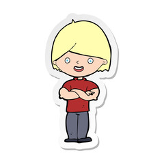 sticker of a cartoon man with crossed arms