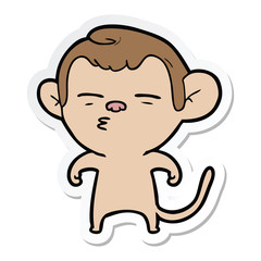 Obraz na płótnie Canvas sticker of a cartoon suspicious monkey