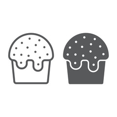 Easter cake line and glyph icon, food and easter, easter sweets sign, vector graphics, a linear pattern on a white background.