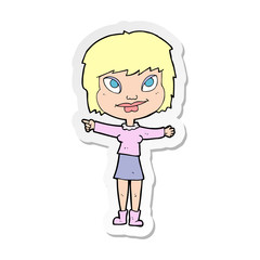 sticker of a cartoon woman pointing