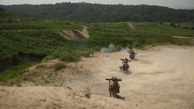 Soldiers firing bazookas