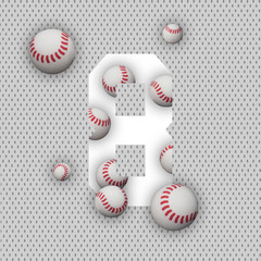8 number eight, graphic white digit and creative typography with white balls on white background. Baseball balls. Baseball World Cup.