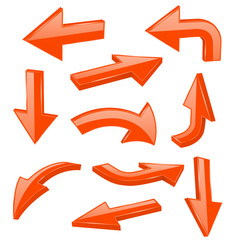 Orange bold arrows. 3d shiny signs