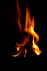 Fire flame isolated on black background