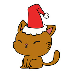 christmas cartoon of kawaii cat