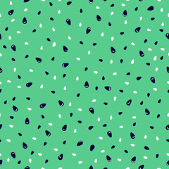 Vector green watermelon background with black seeds.