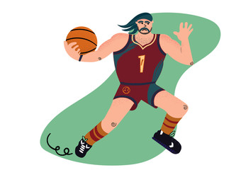 Cartoon basketball player trying to pass the ball
