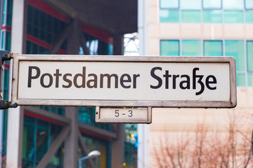 Berlin, Germany. Street sign in Potzdamer Strasse (Potzdam Street)