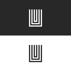 Initial hipster letter U logo monogram, black and white set mark UUU for business card, typography design element
