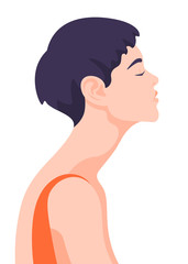 Profile of a young woman with a short haircut. Avatar of a girl with a fashionable hairstyle. Portrait. Vector flat illustration