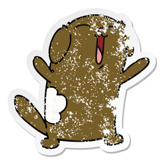 distressed sticker cartoon of kawaii cute dog