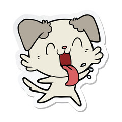 Obraz premium sticker of a cartoon panting dog