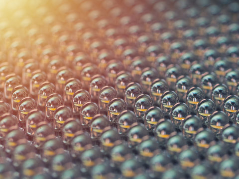 Close up on a grid of an LED array