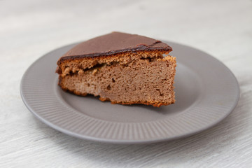 piece of chocolate cake on a plate