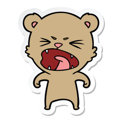 sticker of a angry cartoon bear