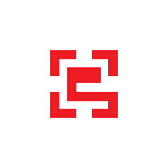 letter e square negative space logo