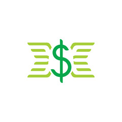 money wings stripes angel shape decoration vector