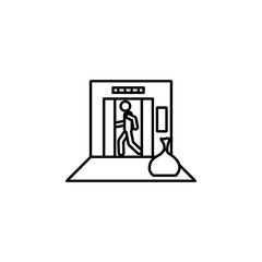 in elevator, garbage icon. Element of situation in elevator icon. Premium quality graphic design icon. Signs and symbols collection icon