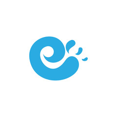 letter e water swirl splash logo vector