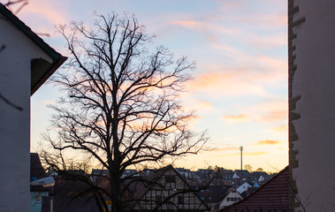 sunset over the city