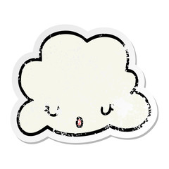 distressed sticker of a cute cartoon cloud