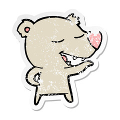 distressed sticker of a cartoon bear