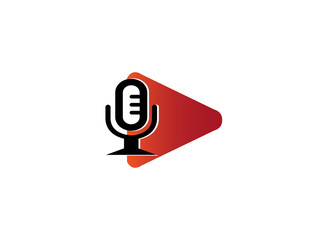 Play icon with microphone logo