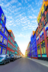 Colorful facades of  houses  - obrazy, fototapety, plakaty