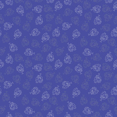 Seamless pattern with roosters. Line art.