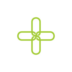 plus medical lines art flower logo vector
