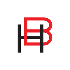 letters hb simple geometric colorful logo vector