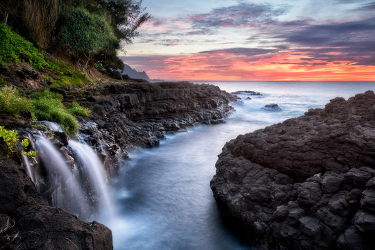 Northshore Waterfall, Kauai, Hawaii