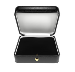 Jewelry box. Black open box with velvet lining. 3d rendering illustration