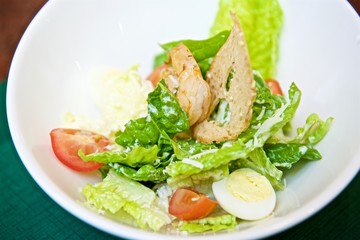 fresh delicious salad with croutons