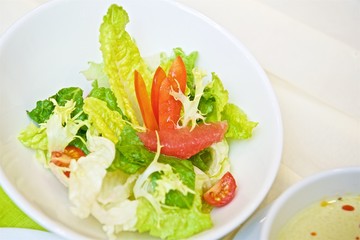 fresh delicious salad with croutons