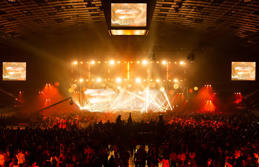 Concert crowd having fun at a rock concert.