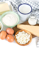 dairy products isolated on white background