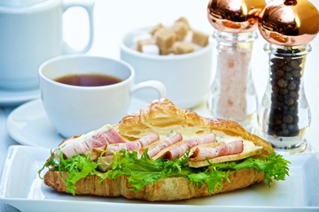 morning delicious ham sandwich
