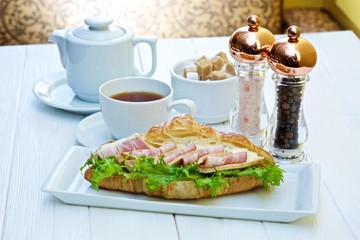 morning delicious ham sandwich