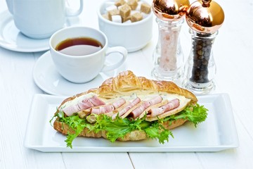 morning delicious ham sandwich